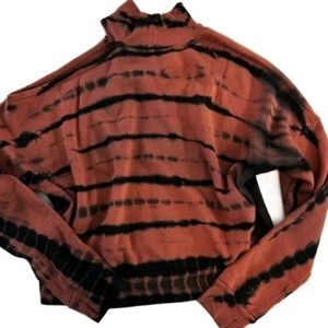LA MADE Essex Sweatshirt In Rust Orange Black Tie Dye womens sz Med cut out